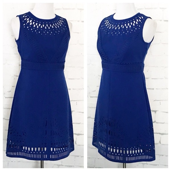 Eliza J Dresses & Skirts - Eliza J Midnight Blue Sleeveless Laser Cut Dress